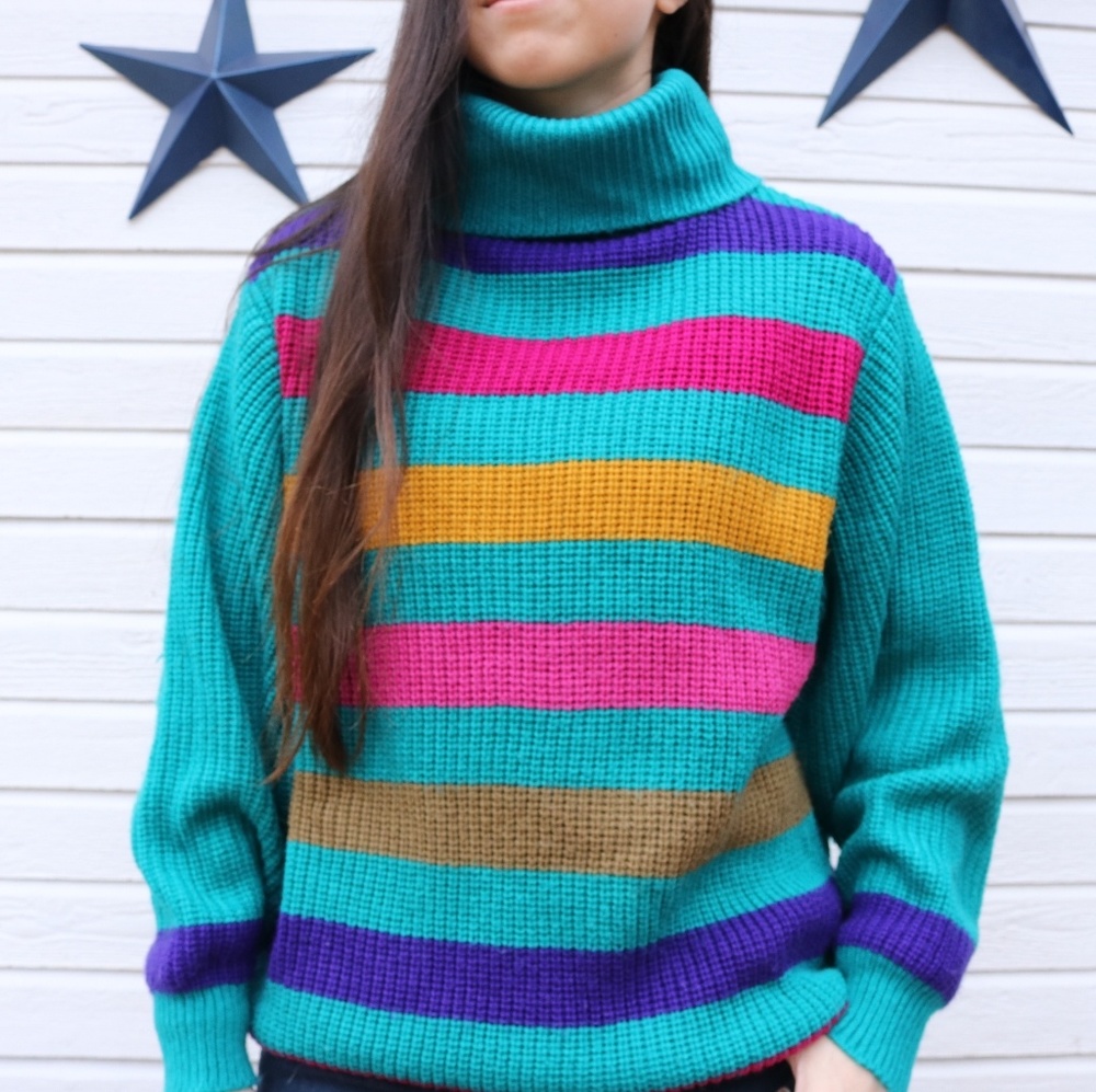 Bright and Colorful Sweater with built in scarf